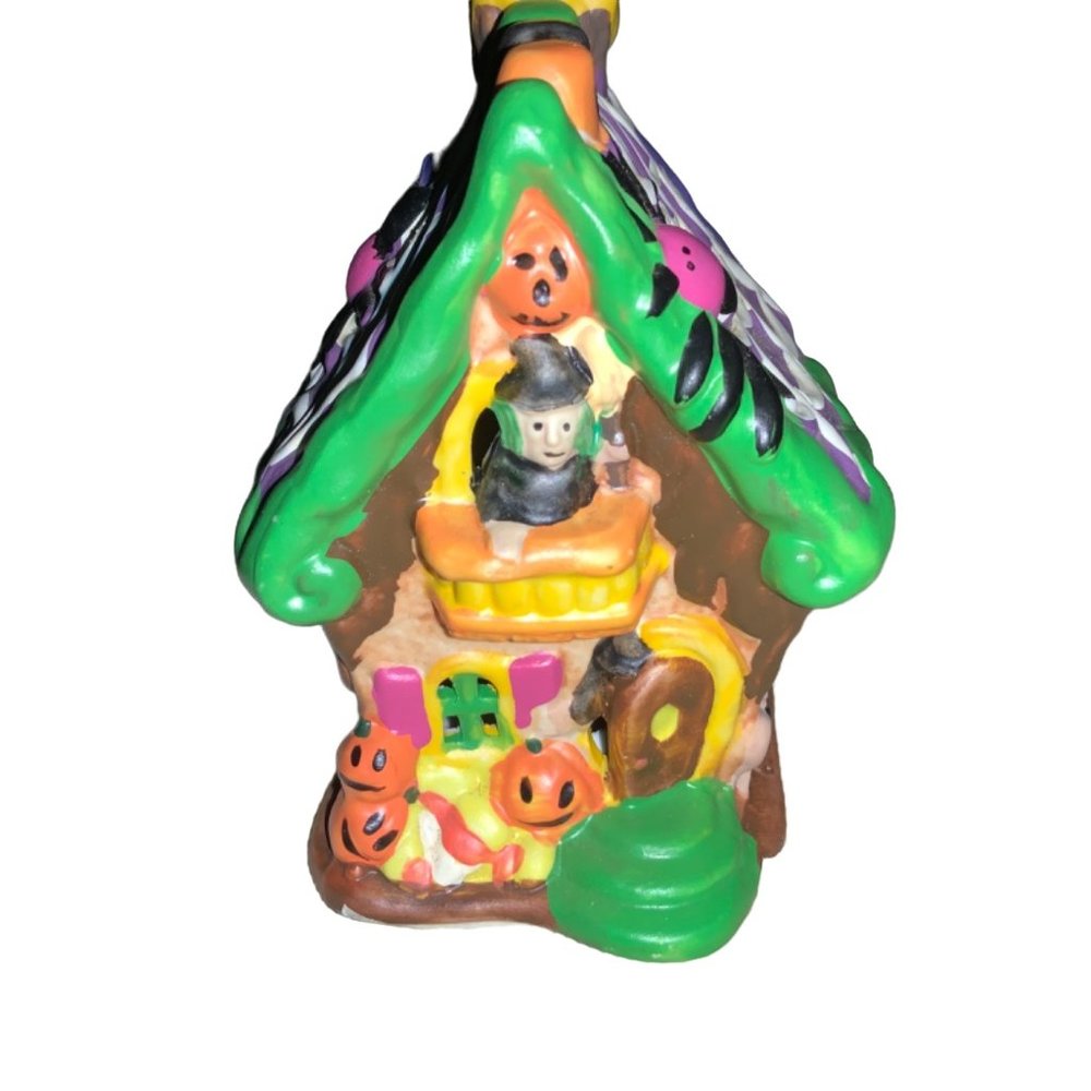Ceramic Halloween Haunted House spider pumpkins, witch